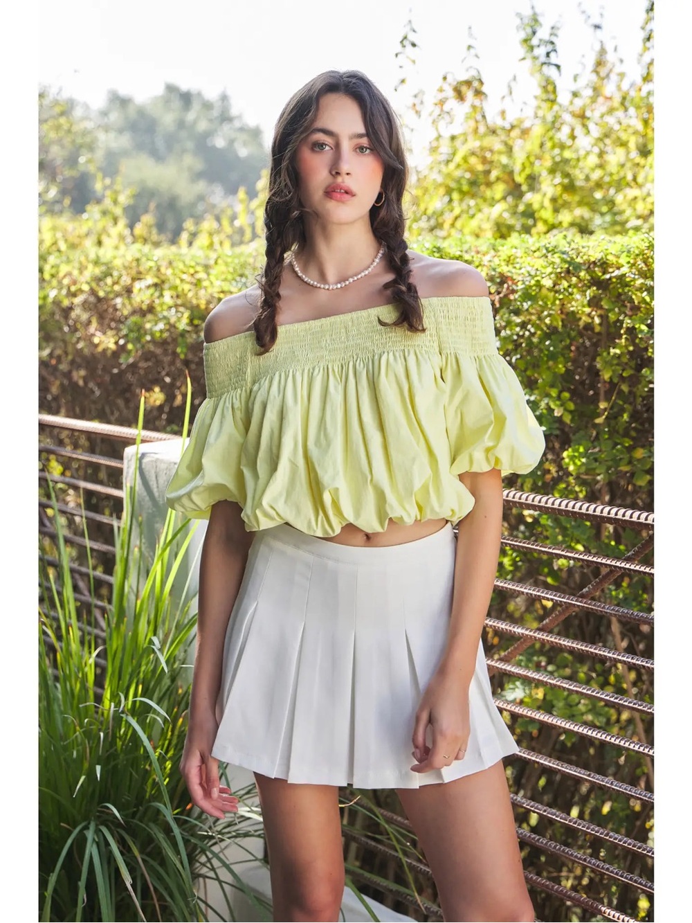 NWT Off-Shoulder Puff Sleeve Crop Top